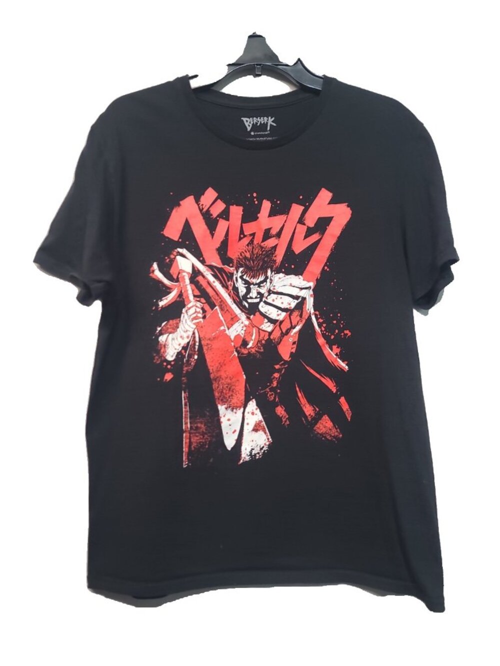 Berserk Guts "Blood & Japanese Katakana" T-Shirt L Black GUC Anime Manga